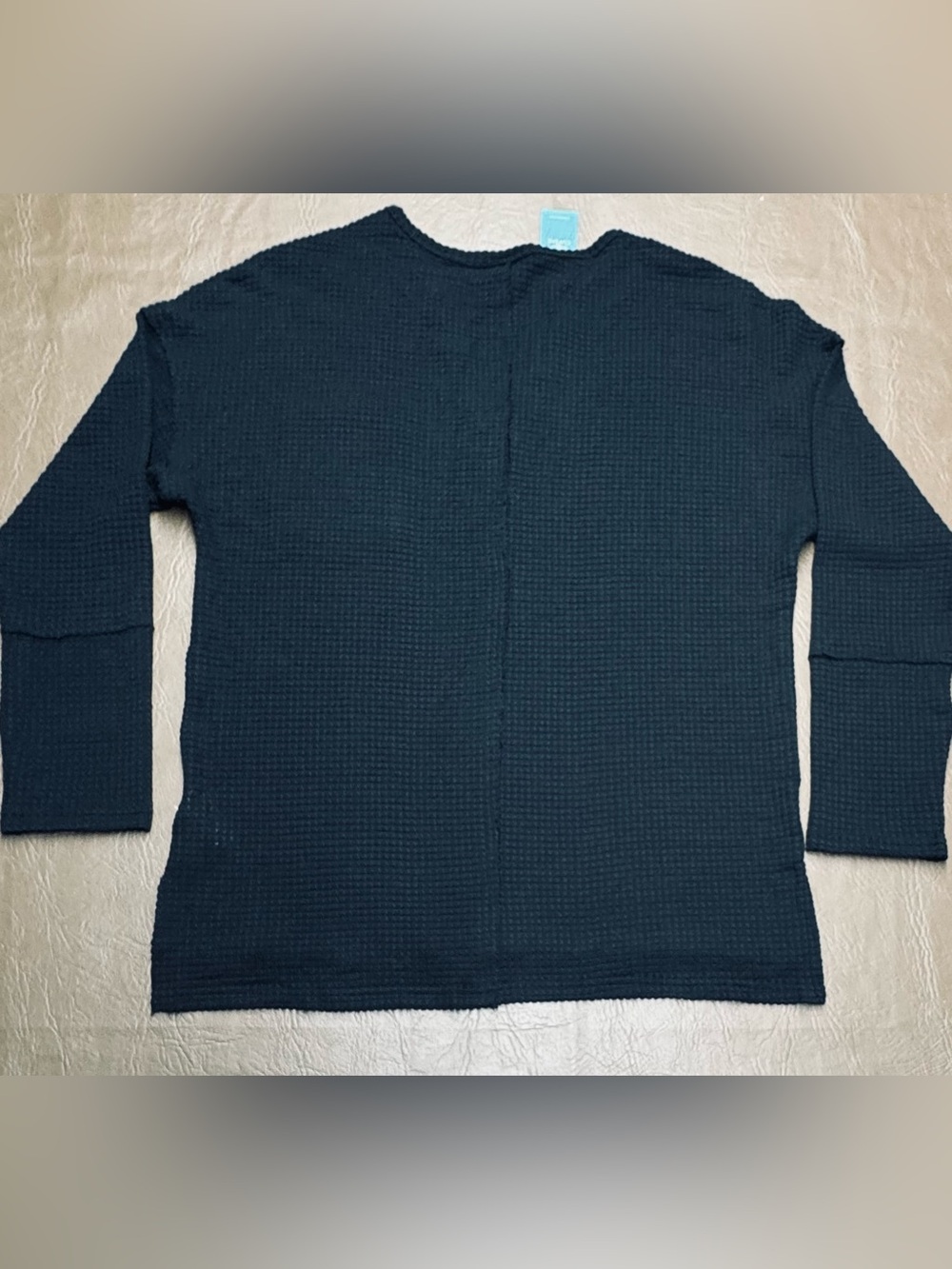 Cupshe Black Waffle Knit V-Neck Long Sleeve Top Size XL - Picture 4 of 8